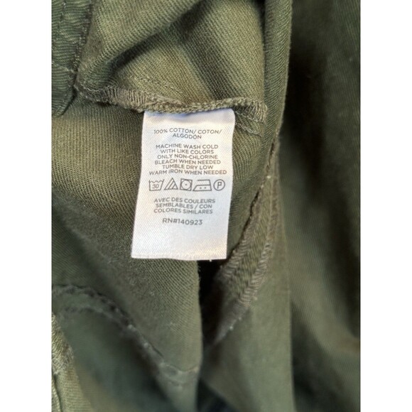 LOFT Twill Snap up 100% Cotton Green Midi Pocket Dress Size 6P Petites Office - Picture 7 of 13